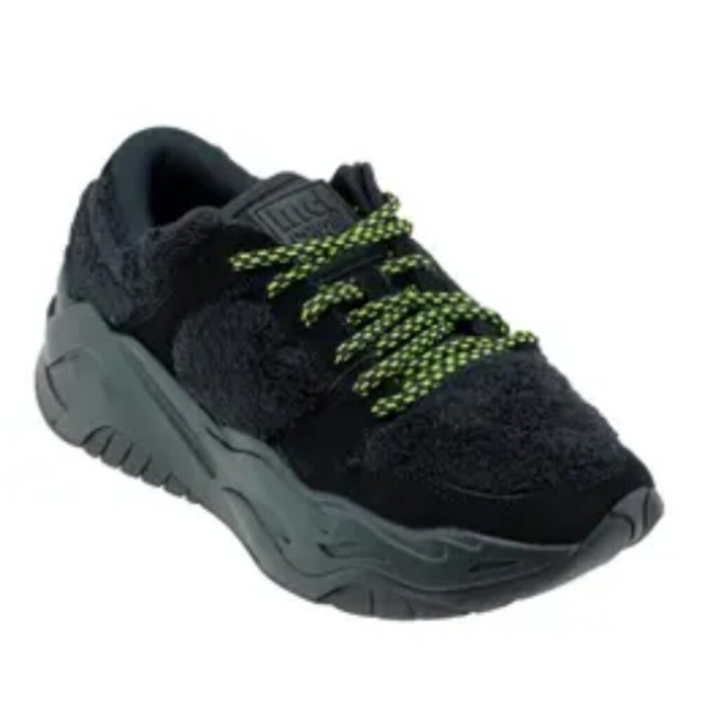 Just Cavalli P1thon Black Fur Platform Sneakers with contrast Laces